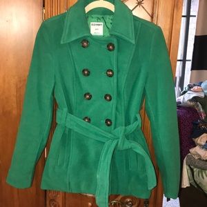 Old Navy Green Fleece Pea Coat